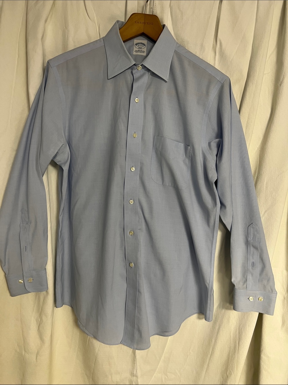 Brooks Brothers Men's Pale Blue Dress Shirt - Classic Button-Front